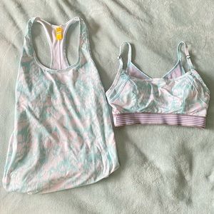 Bright Blue Sports Bra/Athletic Shirt Set